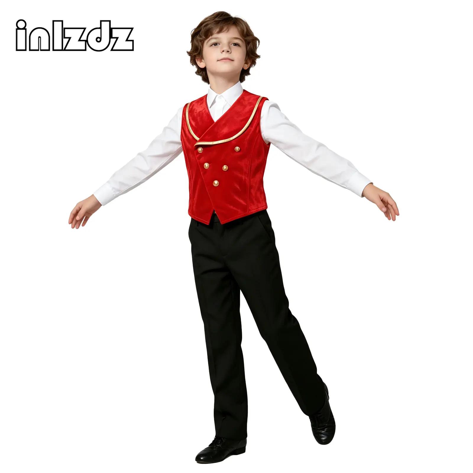 Dresses - Kids Boys Medieval Velvet Vest Metallic