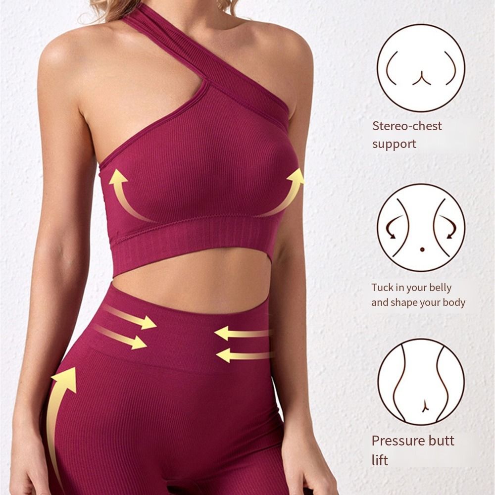 Seamless Ribbed Workout Tank Top - 2Pcs Comfortable Seamless Women Workout Sets