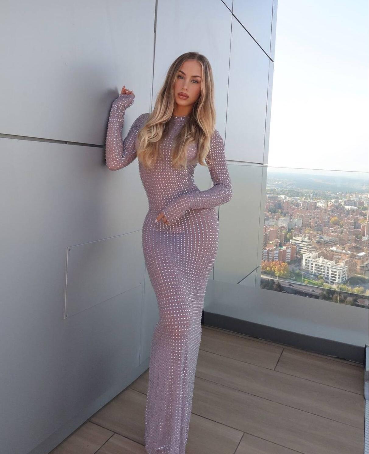 Sparkly Rhinestone Club Party Dress - 2025 New Transparent Photo Shoot Gown