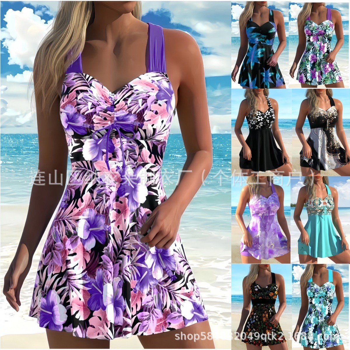 Tops - Woman Tankini Floral Print Sleeveless Tankini