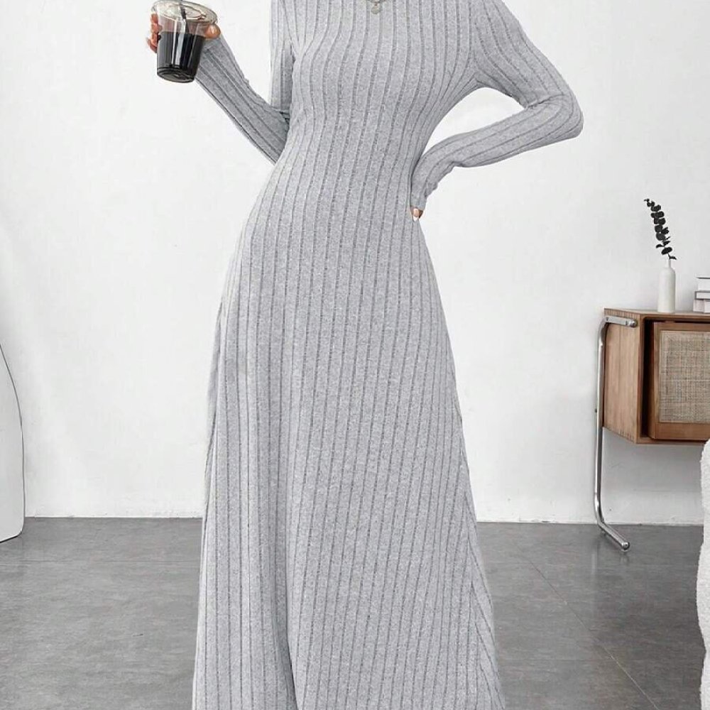 Elegant Autumn High Collar Lon - đánh giá và giá Bodycon Long Sleeve Ribbed Dress