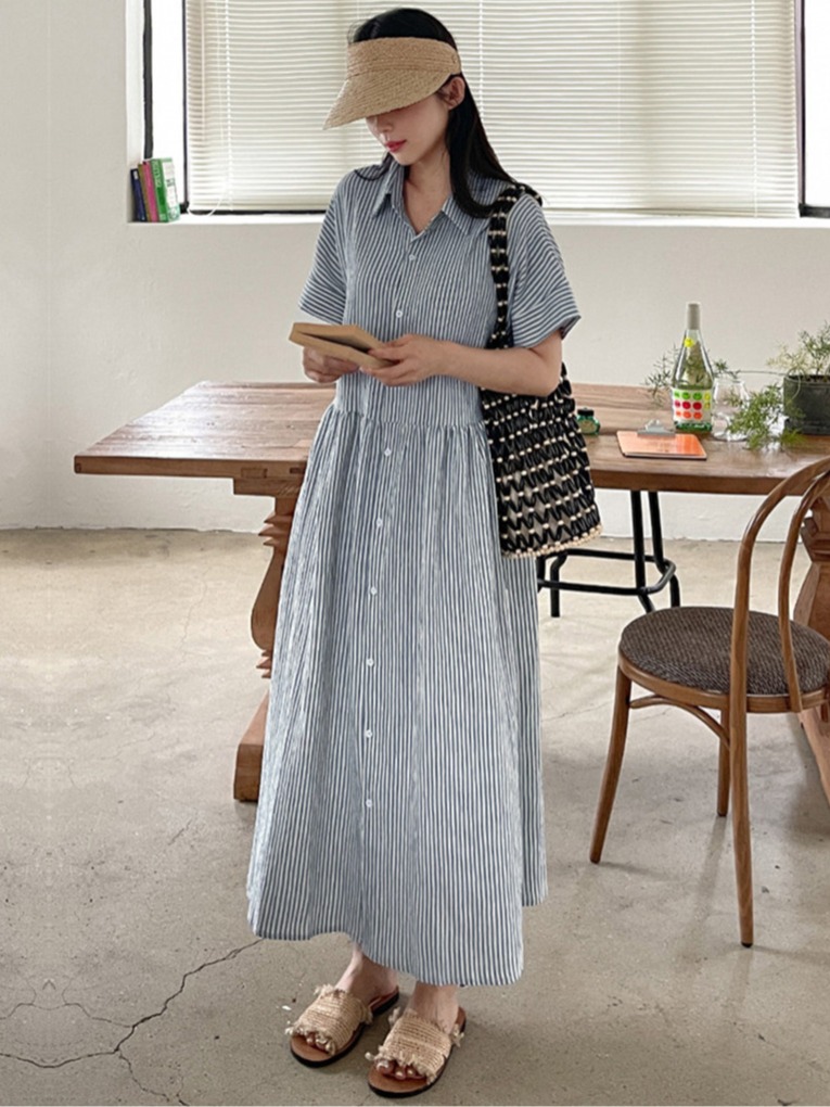 Retro Korean Style Loose Fit S - đánh giá và giá Casual Loose Linen Shirt Dress