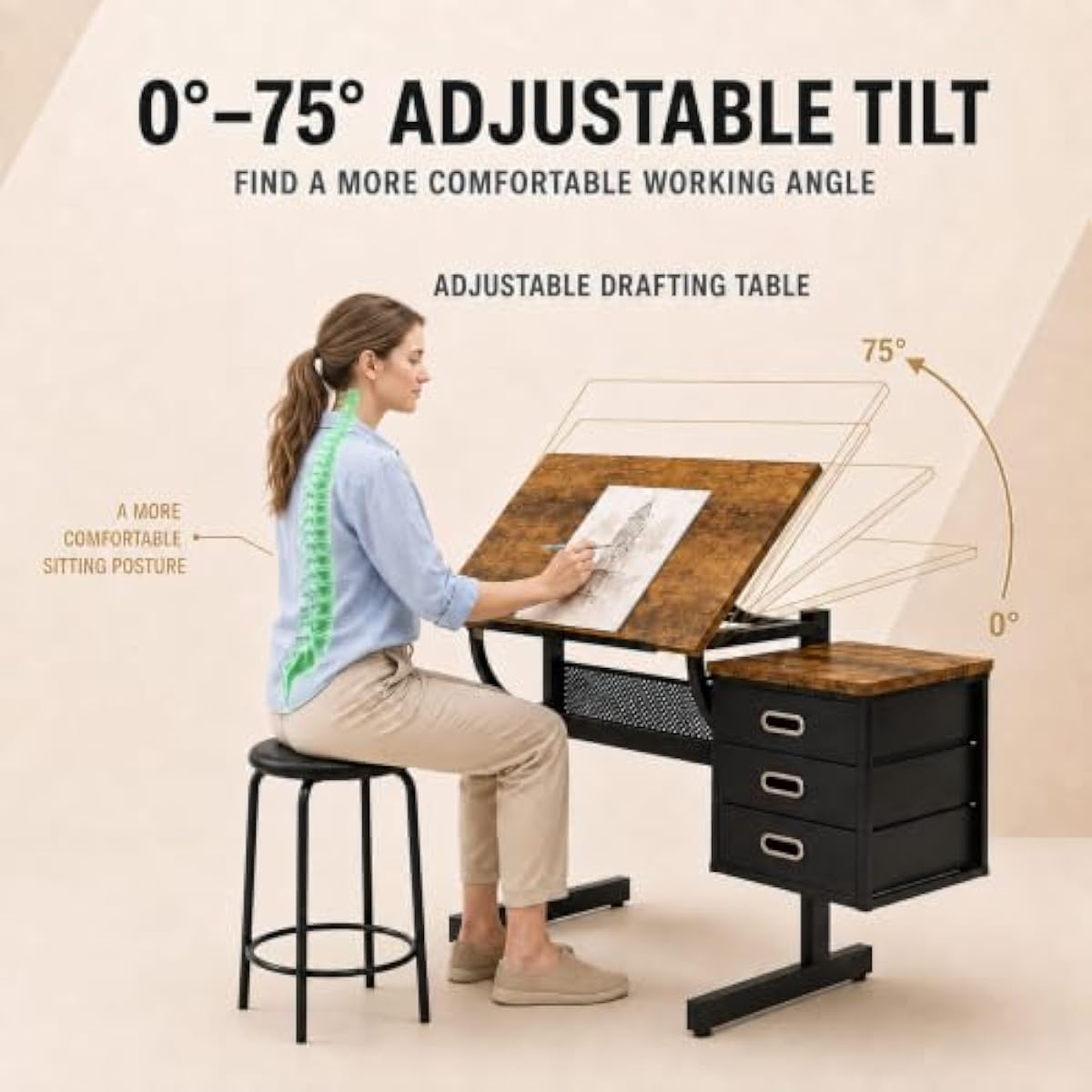 Adjustable Drafting Desk with  - đánh giá và giá Tops