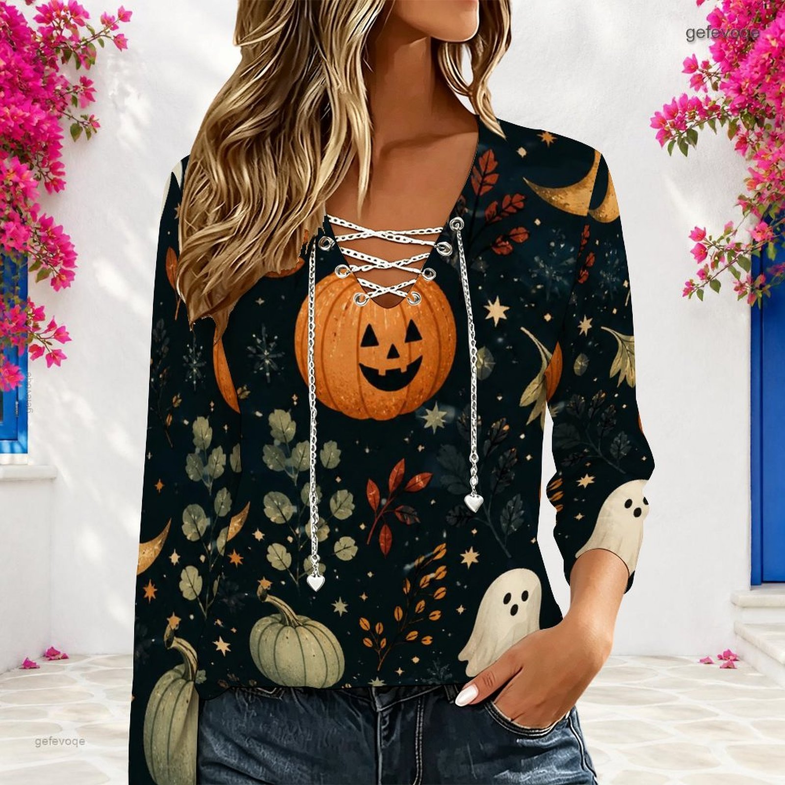 Women V Neck Long Sleeve Top M - đánh giá và giá Blouses