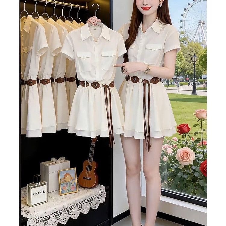 Korean Style Short Sleeve Shir - đánh giá và giá Korean Style A Line Shirt Dress