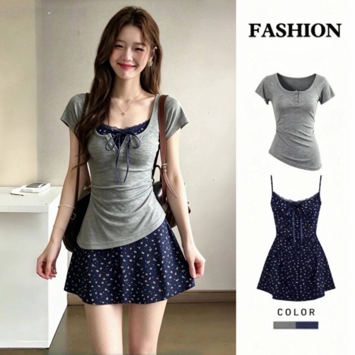 Women's French Graceful Slim L - đánh giá và giá Korean Style A Line Shirt Dress