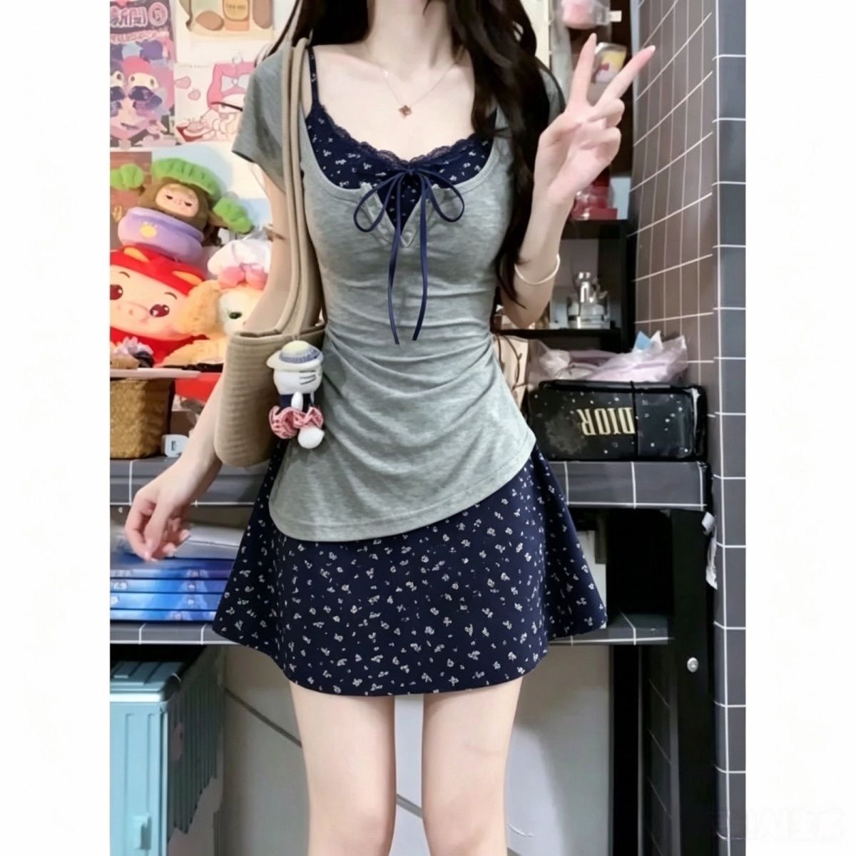 Women's French Graceful Slim L - đánh giá và giá Korean Style A Line Shirt Dress