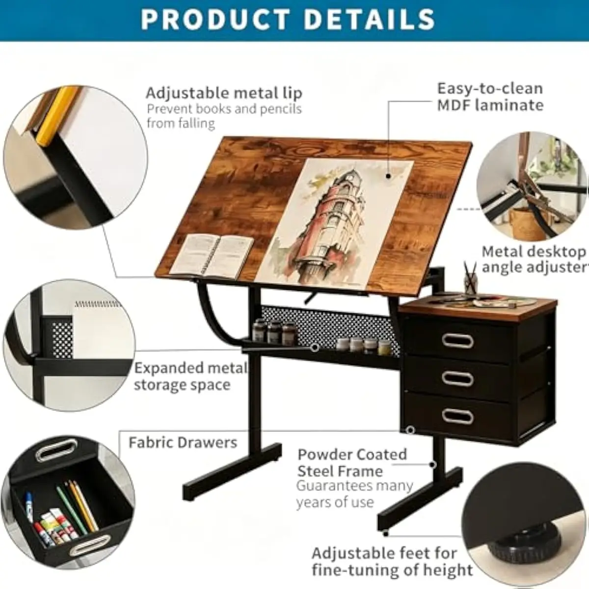 Drafting Desk with Adjustable  - đánh giá và giá Tops