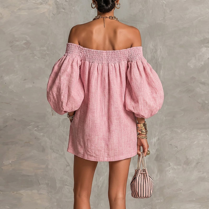 2026 Summer New Off Shoulder P - đánh giá và giá Off Shoulder Puff Sleeve Sundress