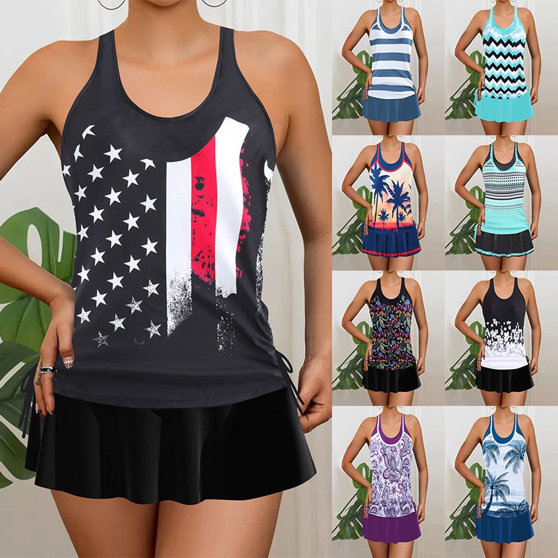 Tankini Woman Bikini Sleeveles - đánh giá và giá Skirts