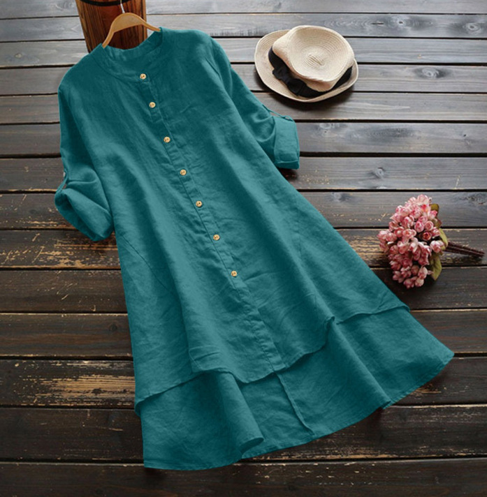 plus Size Long Shirt Dress Wom - đánh giá và giá Casual Loose Linen Shirt Dress