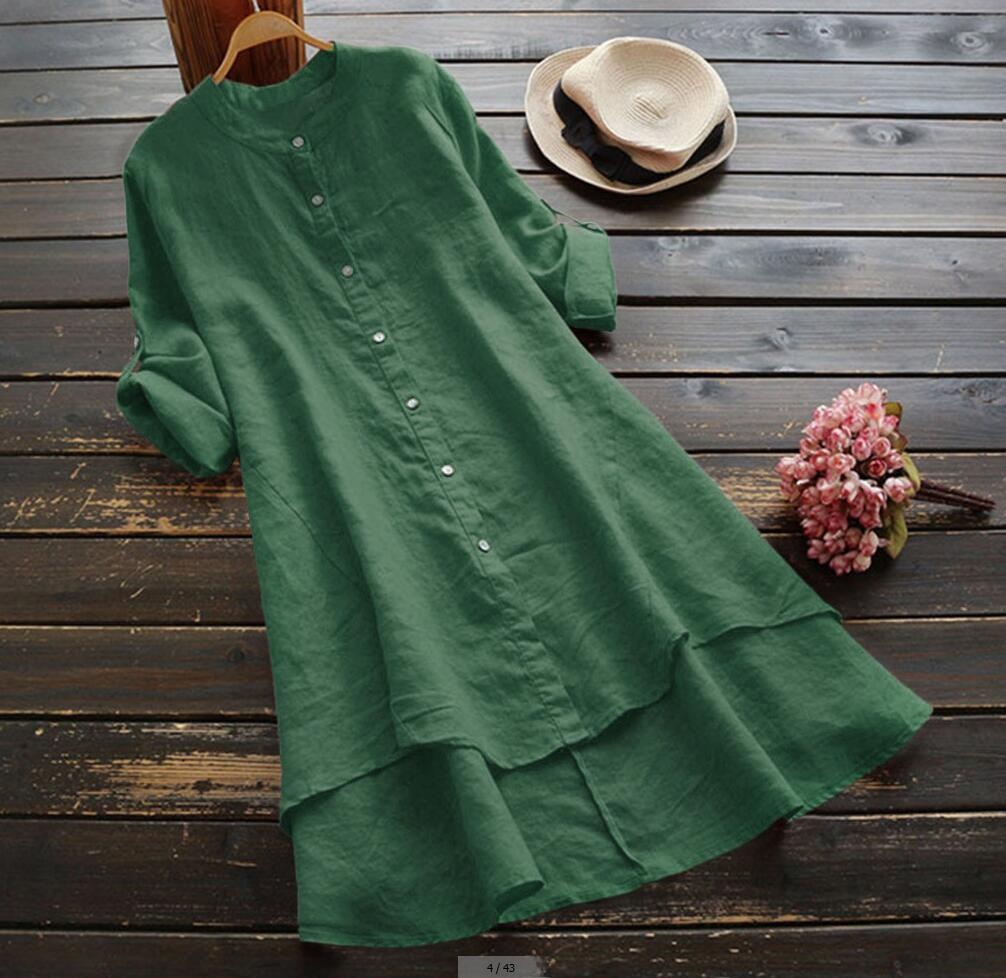 plus Size Long Shirt Dress Wom - đánh giá và giá Casual Loose Linen Shirt Dress