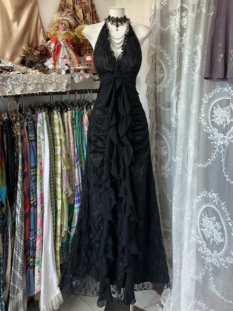 Y2k Vintage Halter Sleeveless  - đánh giá và giá Y2K Backless Halter Mini Dress