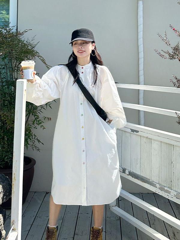 plus Size Women's Long Sleeve  - đánh giá và giá Korean Style A Line Shirt Dress