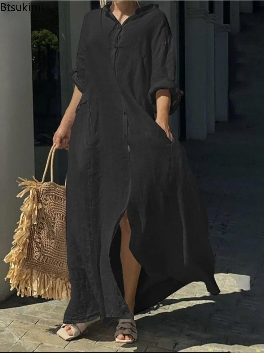 2026 Women's Casual Cotton Lin - đánh giá và giá Casual Loose Linen Shirt Dress