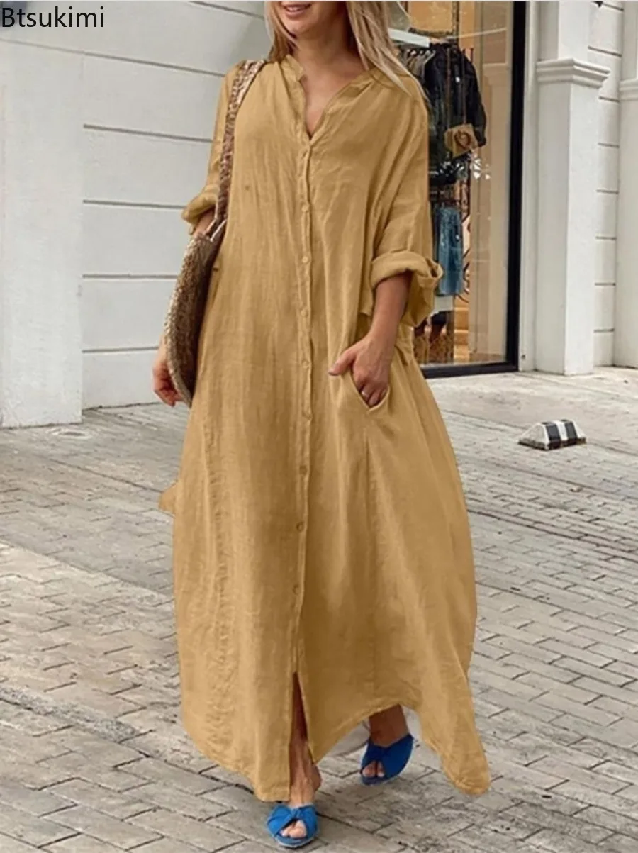 2026 Women's Casual Cotton Lin - đánh giá và giá Casual Loose Linen Shirt Dress