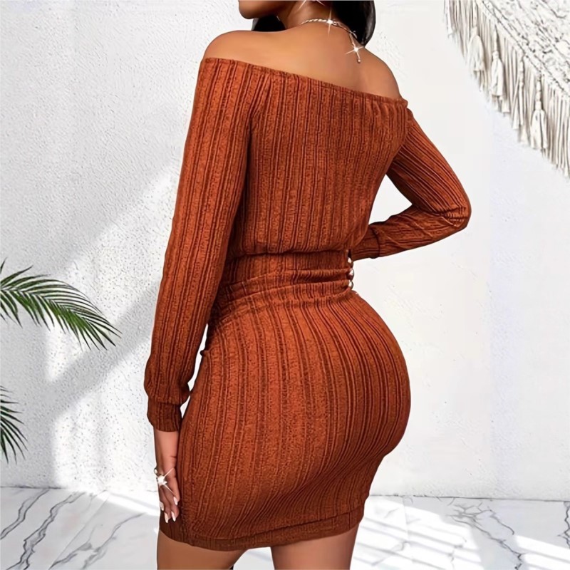 Women's Fashion Dress Spring A - đánh giá và giá Bodycon Long Sleeve Ribbed Dress