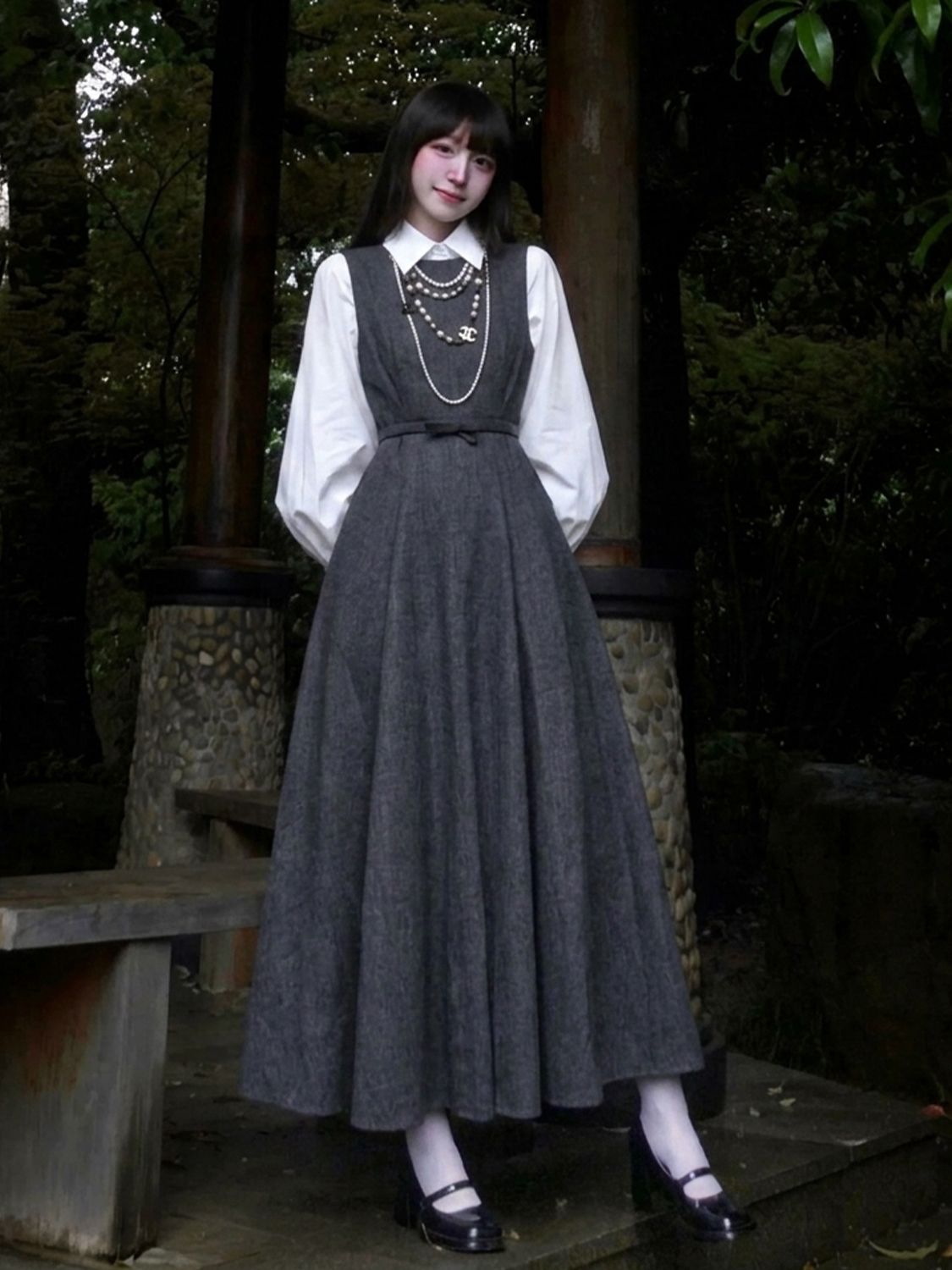 Korean Hepburn Style 2 Piece D - đánh giá và giá Korean Style A Line Shirt Dress
