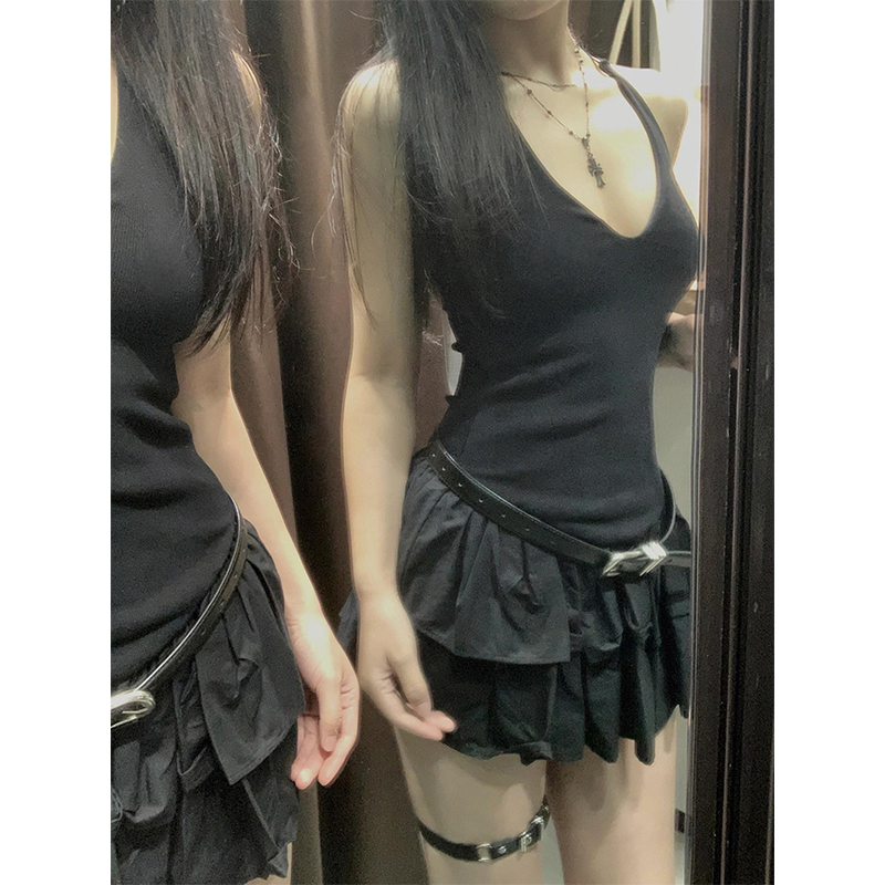 MEXZT Y2K Black Mini Dress Wom - đánh giá và giá Y2K Backless Halter Mini Dress