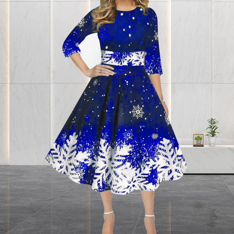 Winter Christmas Dresses Women - đánh giá và giá French Vintage Floral Midi Dress