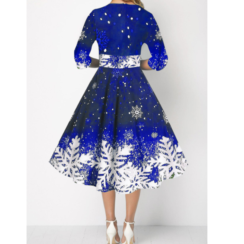 Winter Christmas Dresses Women - đánh giá và giá French Vintage Floral Midi Dress