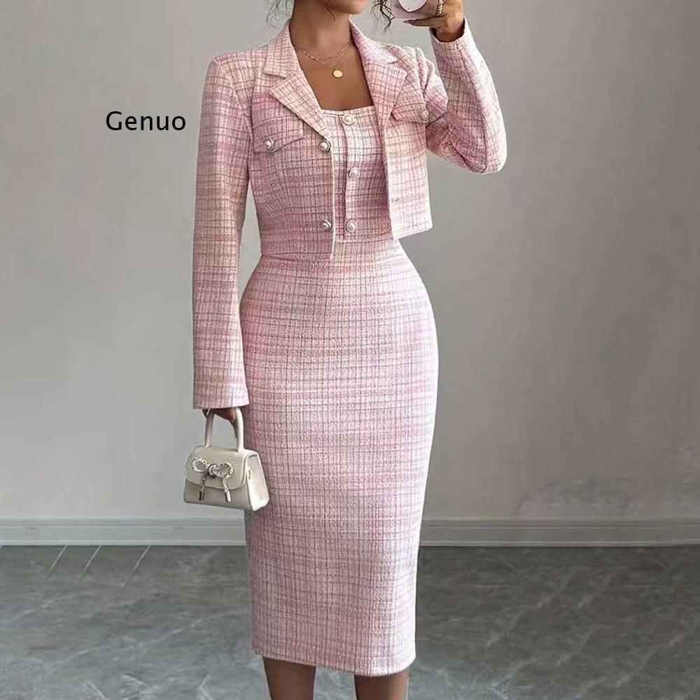 2026 New Women Elegant Tweed T - đánh giá và giá Tweed Two Piece Blazer Dress