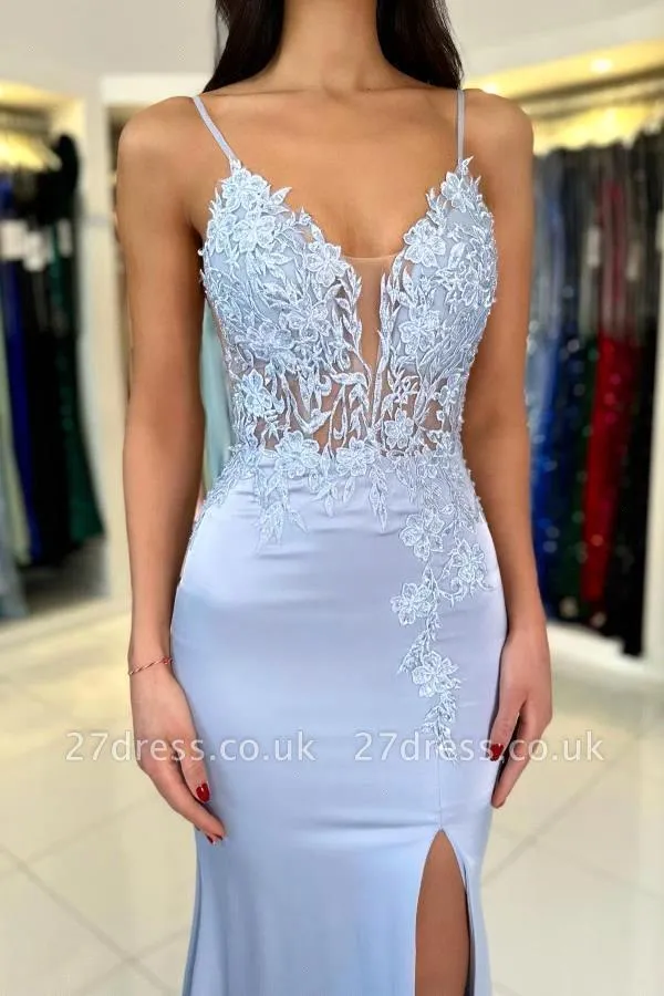 Elegant Mermaid Light Blue Pro - đánh giá và giá Elegant Satin Evening Gown Split