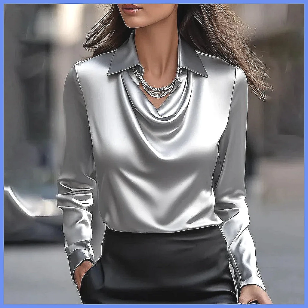 Vintage Satin Blouse Women Lon - đánh giá và giá Blouses