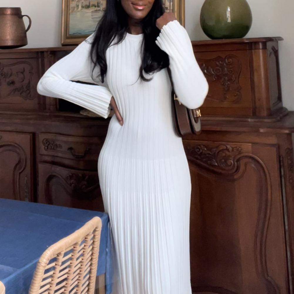 Ribbed Knit Dress Women's Long - đánh giá và giá Bodycon Long Sleeve Ribbed Dress