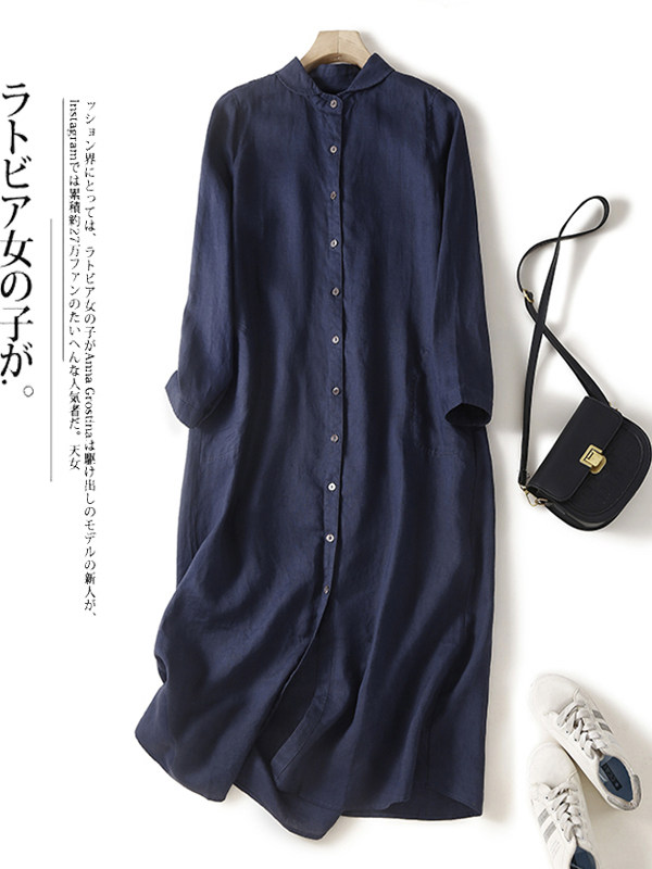 Casual Cotton Linen Loose Shir - đánh giá và giá Casual Loose Linen Shirt Dress