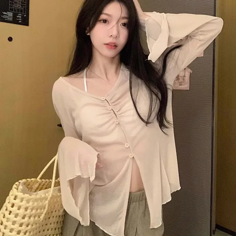 Sheer Flare Sleeve Blouse - Y2 - đánh giá và giá Blouses