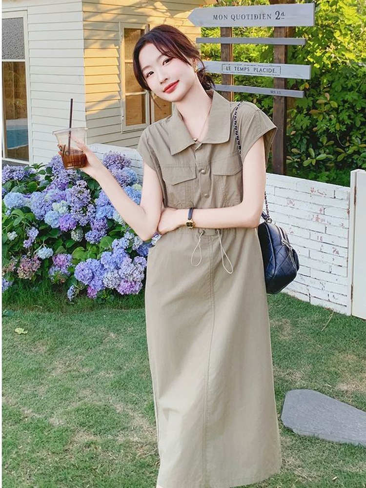 Slimming plus Size Korean Styl - đánh giá và giá Korean Style A Line Shirt Dress