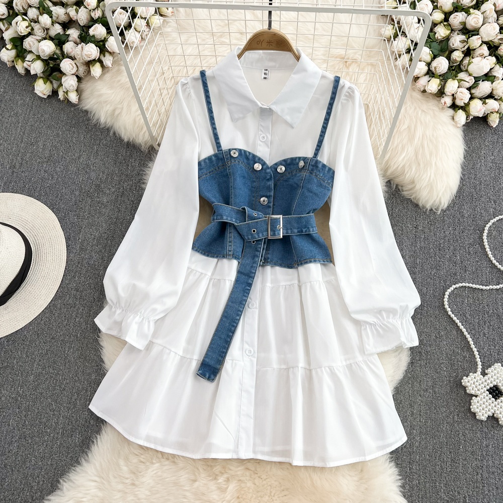 Retro Hong Kong Style Long Sle - đánh giá và giá Korean Style A Line Shirt Dress