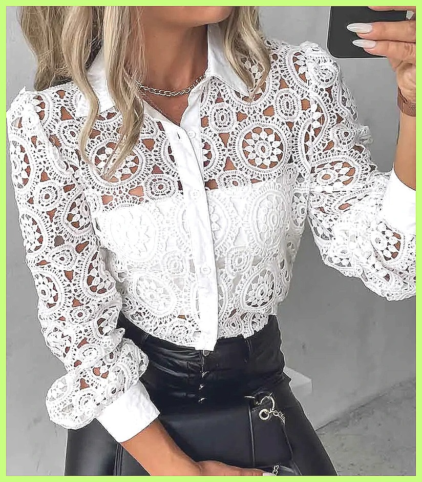 2025 Women's White Lace Shirt, - đánh giá và giá Blouses