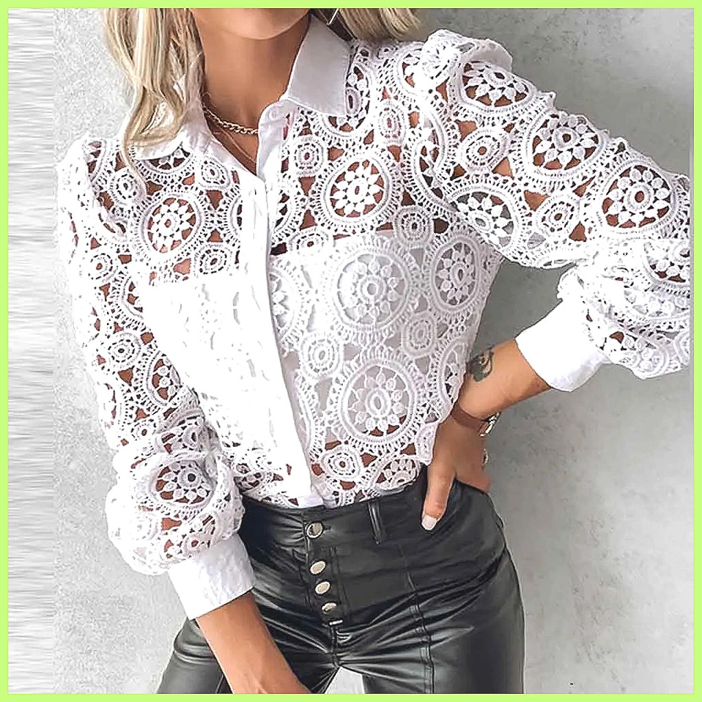 2025 Women's White Lace Shirt, - đánh giá và giá Blouses