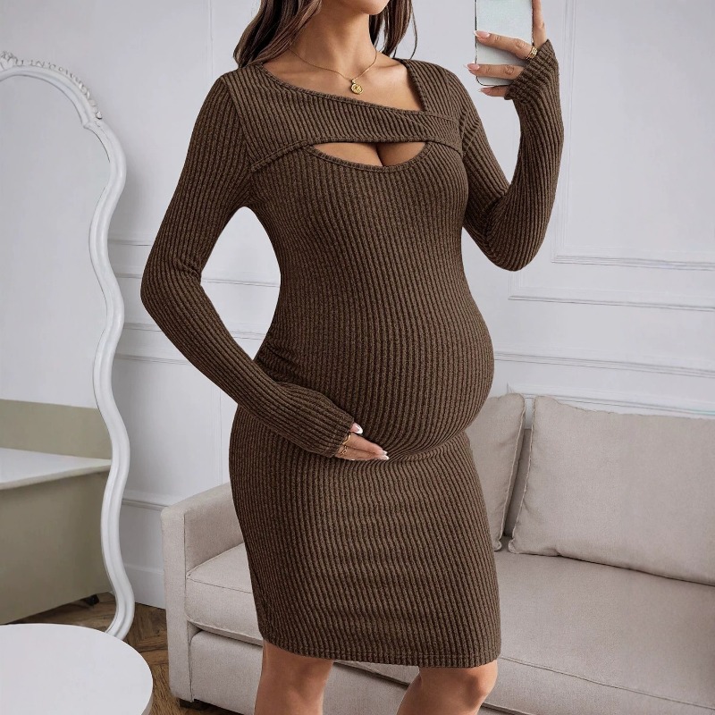 Maternity Clothes Long-sleeved - đánh giá và giá Bodycon Long Sleeve Ribbed Dress