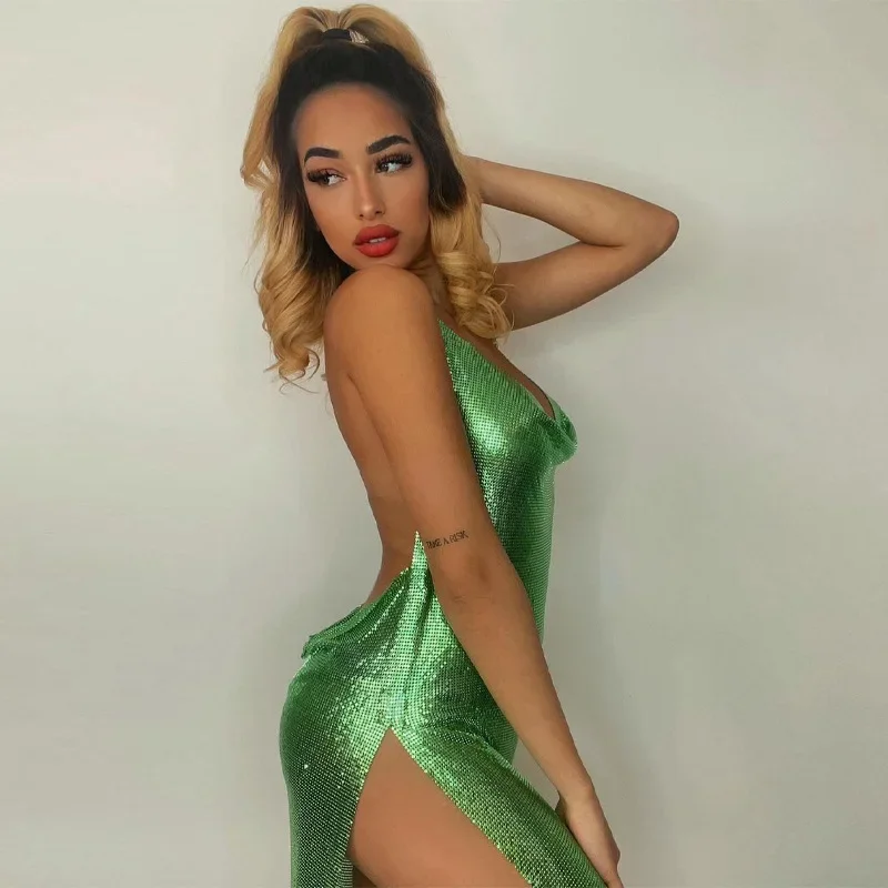 Gilding Mini Club Party Dress  - đánh giá và giá Y2K Backless Halter Mini Dress