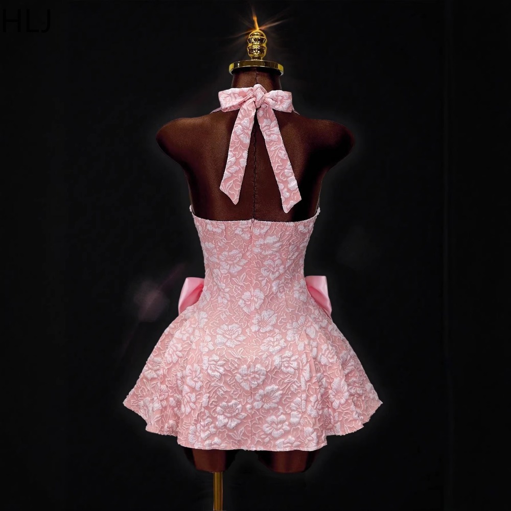 HLJ Y2K Sexy Jacquard Patchwor - đánh giá và giá Y2K Backless Halter Mini Dress