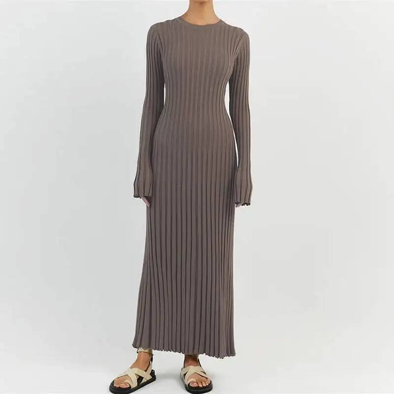 Women Elegant Ribbed Knit Full - đánh giá và giá Bodycon Long Sleeve Ribbed Dress