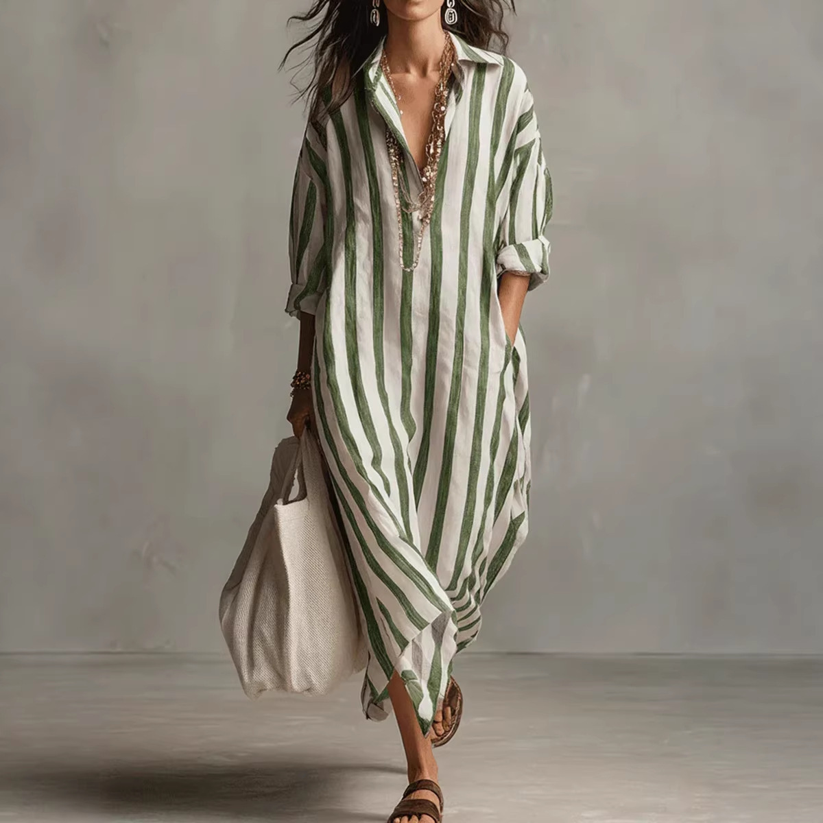 Summer Elegant Turn Down Colla - đánh giá và giá Casual Loose Linen Shirt Dress