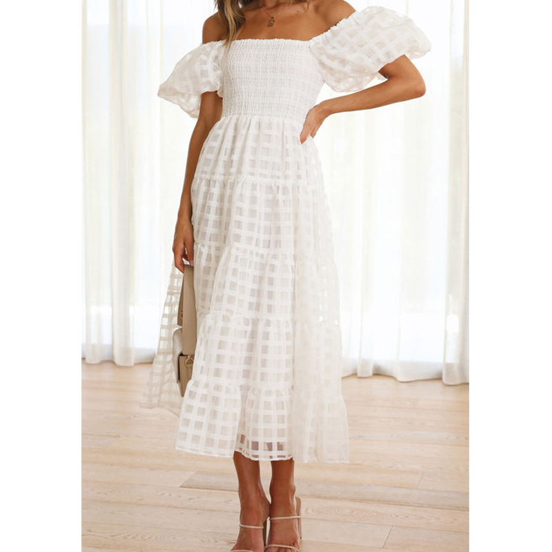 Elegant Off Shoulder Women's S - đánh giá và giá Off Shoulder Puff Sleeve Sundress
