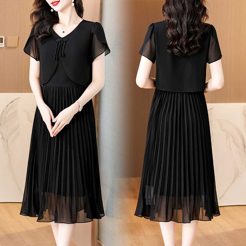 2025 Summer Solid Chiffon Casu - đánh giá và giá French Vintage Floral Midi Dress